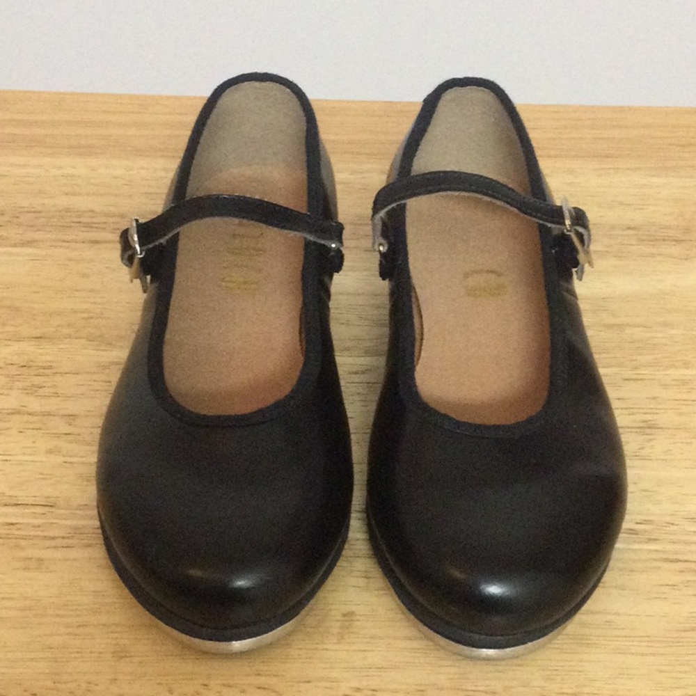 🌞 Bloch Tap Shoes Shiny black with silver hardware & taps girls size 11.5 M
